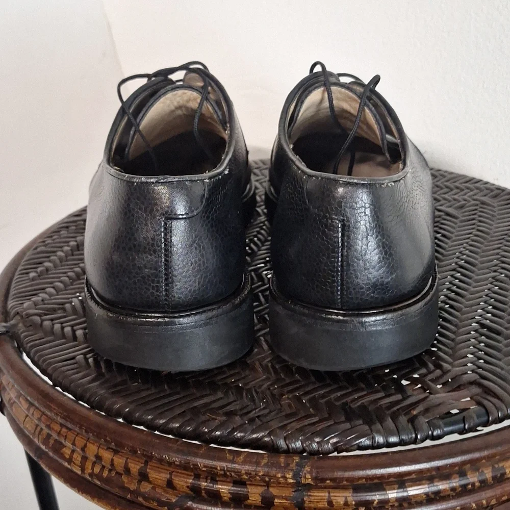 Salvatore Ferragamo Black Pebble Leather Casual Lace Up Derby Men Size 10 Oxford